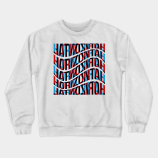 Horizontal Waves Typography (Cyan Red Black) Crewneck Sweatshirt